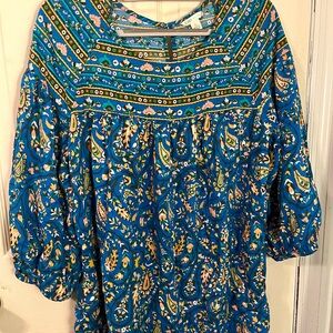 Cato Blue and Green Paisley Blouse